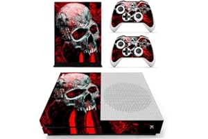 DOTBUY Vinyl Decal Full Body Skin Sticker For Microsoft Xbox One S Console And 2 Controllers And Kinect 2.0 (Skull Red)