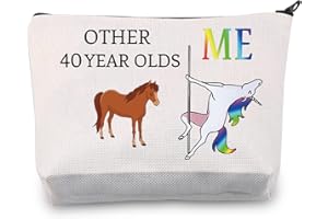 BNQL 40° compleanno regali per le donne altri 40 anni me borsa unicorno 40 e favoloso sacchetti regalo 40° compleanno borsa cosmetica, 40 Borsa