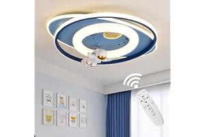 GHiycotdl Plafoniera LED per bambini, 58 cm, lampada da soffitto astronauta creativa dimmerabile 3000 K-6000 K, lampada da soffitto per camera da letto, per bambini, camera da letto (Blu)