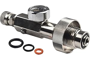 QOXEZY 4500Psi G5/8 For HPA High Pressure Air Scuba Din Fill Station Adapter, Air Fill Station Charging Adapter For Diving Cylinders, Valve Scuba Adapter With Gauge