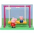 PEPPA PIG Playground Swing Themed Preschool Toy and George, Includes 2 poseable Figures, Playground Swing Accessory and Scene Cards, for Girls and Boys Ages 3+