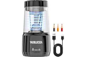 ‎YAOBLUESEA YAOBLUESEA Bleistiftspitzer Elektrisch USB Schwarz, Aufladbar Elektrischer Anspitzer mit Großer Behälter Auto-Stop Elektrischer Bleistiftspitzer für 6-8mm Bleistifte für Schule Büro Haushalt