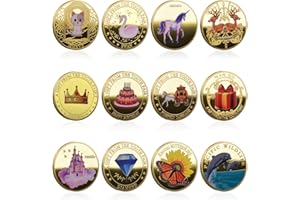 Infreecs 12 Stück Zahnfee Münzen, Zahnfee Goldtaler mit Verschiedenen Mustern, Tooth Fairy Coins, Zahnfee Geschenke für Kinder, Verlorenen Zahn Kinder Geschenke Souvenir für Mädchen und Junge