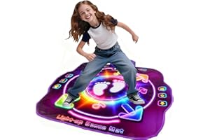AMY & BENTON AmyBenton Dance Mat for Girls, Kids Dance Mat with Wireless Bluetooth, Light Up Music Dance Pad -5 Game Modes, Christmas Birthday Musical Dancing Toy Gifts for 4 5 6 7 8 9 10 11 12 Year Old Girls Boys