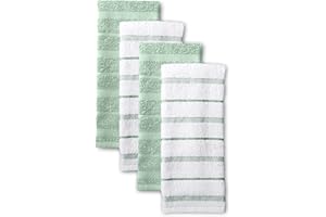 KitchenAid Albany Kitchen Towel Set 4-Pack 16"x26", Pistachio Green/White