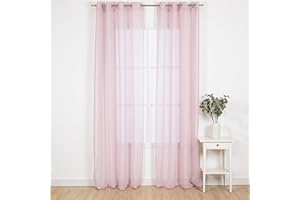 TRAMAS+ Cortinas Visillo Semitransparente para Salón y Dormitorio con Ojales, 140x260cm, 1 Pieza, Dormitorio, Infantil, Juvenil y Adulto y Comedor –Molly Malva