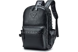 SPAHER 15,6 Pouces Sac à Dos en Cuir pour Ordinateur Portable Unisexe Sac d'école Randonnée Voyage Affaires Bagages en Plein air collège Sac à Bandoulière Cadeau pour Hommes Femmes