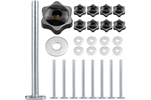 LEMIYOO 24 Pcs T Track Bolts And Plastic Hand Nuts Kit,M8 t Slot Bolts,T Track Clamp Accessories For Woodworking Tool Slot Fastener And Fixtures (T)