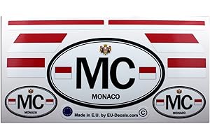 LUPSTY Lot de 9 autocollants plastifiés avec drapeaux et lettres de Monaco MC pour voiture