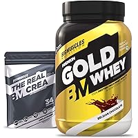 Bigmuscles Nutrition Premium Gold Whey 1Kg [Belgian Chocolate] with Free Real Crea 34 Servings |Whey Protein Isolate…
