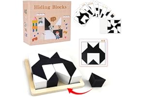 JASTOWN Montessori Geometryczny kształt puzzli drewniane klocki konstrukcyjne 3D Puzzle Dzieci Edukacja logiczne myślenie szkolenia prezenty (B)