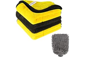 Philorn Ściereczka do wycierania 6 + 1 sztuka bez zarysowań – zestaw do czyszczenia samochodu ze ściereczkami z mikrofibry do motocykla i samochodu