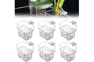GOMETY 6 Stück Aquarium Pflanzenhalter, Hängend Pflanztopf Aquarium Acryl Transparent Cup Pflanzkorb Pflanzenständer für Aquarien für Fisch Tank Aquaponic Pflanzenkultur, Aquascape Dekorationen