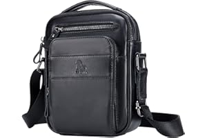 BAIGIO Borsello Uomo Pelle, Borsa a Tracolla Piccola Borsa da Uomini in Vera Pelle Casuale Borse Messenger per iPad iPhone e Viaggio Attività Commerciale