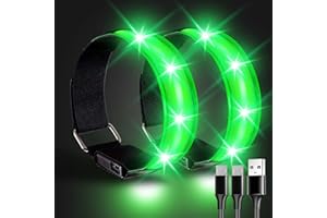 ‎NINEFO NINEFO LED Bracelet, Pack of 2 Reflective LED Light Bracelets, Rechargeable USB Reflector Band, Light Strip, Children's Reflective Bands for Jogging, Running, Sports