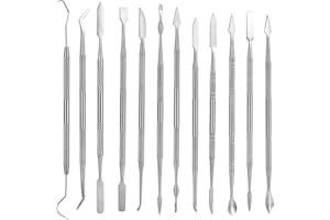 Coolty 12 Stück Tonwachs Schnitzer Werkzeuge, Doppelseitige Edelstahl-Wachs Ton Modellierung Schnitzwerkzeug Set, Spatel Meißel Schnitzer Set für Modellierung, Detaillierung, Keramikschnitzerei