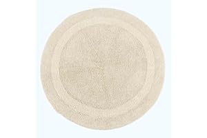 HOMESCAPES Tappeto da Bagno Rotondo in Cotone, Tappeto Rotondo per Bagno 80 cm, Tappeto da Bagno Crème