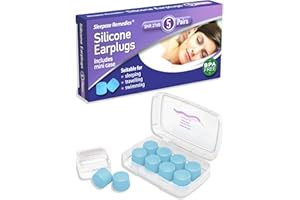 Sleepeze Remedies Bouchons D'Oreille Silicone 5 Bleu Paires, 27dB Moulable Bouchon Oreilles Anti bruit pour Dormir, Bouchon d'oreille de Natation, Earplug pour Sommeil, Ronflement, Voyage, Concerts
