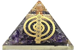 AMAZING GEMSTONE Améthyste Orgone Pyramid pour la protection contre les champs électromagnétiques et les énergies négatives - Pyramide de cristal d'améthyste naturelle (Reiki - 7 Chakra)
