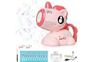 Betensh Seifenblasenmaschine Wiederaufladbare mit Seifenblasen Flüssigkeit, Wasserspielzeug Seifenblasenpistole, Bubble Gun, Luftblasenmaschine für Kindertag Geschenk Sommer Party（Rosa）
