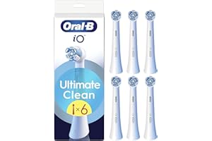 Oral-B Lot De 6 Brossettes De Rechange Ultimate Clean, AUTHENTIQUES, Blanches, Brossage En Profondeur, Elimination De La Plaque Dentaire, Brossette Ronde Pour Les Brosses Electriques Oral B iO