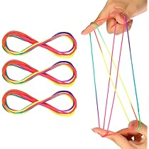 Cikyner Finger Twist, Pack de 8 Juego del Cordel, 2m de Largo, 2 mm de Diámetro, Juegos de Hilo para Niños con Instrucciones, Poliéster, Coloridos Cuerda de Dedo, Ideal para Regalos para