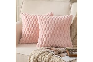 Mandioo 2er Set Rosa superweichen dekorative Plüsch Kissenbezug Kissenbezüge 50 x 50 cm Wollsamt Dekokissenbezüge Kissenhülle Sofakissen Dekokissen flauschig für Couch Sofa Bett Wohnzimmer