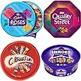 4 x Chocolate Tubs ASSORTED PACK 1 EACH Of Celebrations 650g, Heros 600g, Roses 600g, Quality Street 650g Chocolate Sharing Tub Perfect For Any Occasion Ideal Gifts