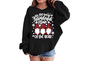 SoLu DAY8 Kids Girls Christmas Hoodies Sweatshirt Age 3-12 Years Fashion Graphic Girls Pullover Hoody Xmas Winter Long Sleeve Oversized Loose Cute Cartoon Casual Athletic Vacation Tops