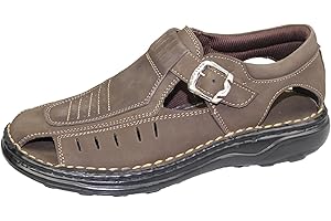 KATTE Mens Sandals Nubuck Leather Sandals Men Closed Toe Walking Sandals for Men Outdoor Comfortable Sandals Mens Leather Sandals Casual Beach Summer Walking Shoes