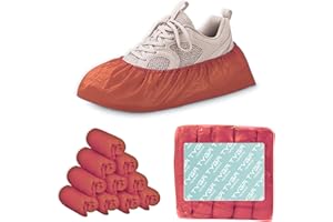 TYGA STORE TYGA Shoe Covers, Embossed Waterproof Overshoes, Anti-Slip Boot & Shoe Protectors for Floor, Carpet, Cleaning, Indoor/Outdoor Use, Pack of 100, Red