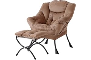 ‎WELNOW Welnow Lazy Chair mit Ottomane, moderner Lounge-Akzentstuhl mit Armlehnen und Einer Seitentasche, gepolstertes Sofa-Stuhl-Set für die Freizeit, Lesestuhl mit Fußstütze für kleine Räume, Eckstuhl