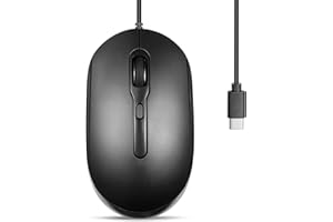 perixx PERIMICE-222C Souris USB Type C avec Câble - Câble Long de 1,8 Métre - Design Optique 1200/1600/2000 DPI - Noir