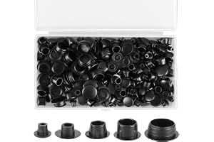 200 stycken täckkåpor för borrhål, 5/6/8/10/12 mm, täckkåpor för skruvar, skruvlock i plast, svart med låda, blindpluggar för