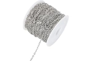 DECORDWELL 10 m Catene per Collane Fai da Te, 2 mm Catenina Argento Rotolo, Rotolo di Catena per Gioielli, Catena Maglia Ovale, Catene per Collane Acciaio Inossidabile, per la Creazione di Gioielli (Argento)