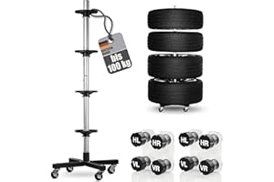 ‎BONSPORT bonsport Felgenbaum für Autoreifen bis 225mm fahrbar - Reifenständer inkl. 8 Reifen Markierer - Reifenbaum mit Rollen belastbar bis 100 kg