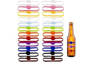 APKPESTERML 24 Pezzi Segnabicchieri Silicone, Segnabicchiere Colorati Riutilizzabili Marcatori di Bevande Identificatore Pennarelli Bicchiere Segna Bicchieri Calici da Vino per Whisky Martini Drink Champagne