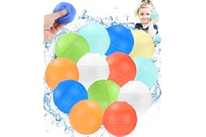 Toaren 12 Stück Wiederverwendbare Wasserballons,Wasserbomben Selbstdichtend mit 1 Mesh Bag Wiederverwendbare Wasserballons Bomben Einfaches und Schnelles Befüllen für Wasserpark Pool Familienspiel