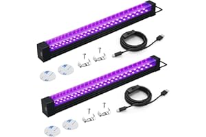Alweysup Lumière Noire UV 10 W lot de 2, Bande LED de Lumière Noire de 31 cm, Lampe de Lumière Noire, pour Discothèque, Fête Lumineuse, Décoration d'Halloween, éclairage de scène, accessoires de fête