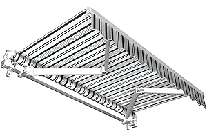 paramondo Gelenkarmmarkise Basic Balkonmarkise Sichtschutz für Terrasse, 250 x 150 cm (Breite x Ausfall), Grau-Weiss Multistreifen