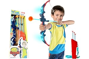 kidoloop Children Archery Bow Arrow Set with Quiver Outdoor Play 3 Suction Arrows Bow with LED Light for Kids Shooting Set Gift For Kids