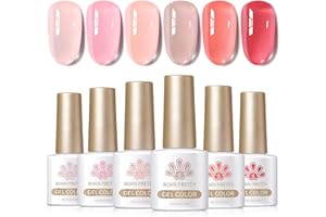 BORN PRETTY 10ML Esmalte Semipermanente para Uñas Nude Rosa Pintauñas Semipermanentes Rosada Cristal Transparente Esmalte Uñas Kit Manicura Semipermanente Uñas de Gel 6PCS Kit