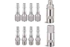 acdokuk 10 Pcs Air Compressor, 1/4" BSP Stainless Steel Connectors, Quick Release Extension Connector Coupler air Hose Set for Compressor Tools