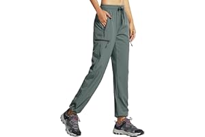 Libin Pantalon de Randonnée pour Femmes Léger Séchage Rapide Été Cargo Imperméable Montagne Pantalon Travail Extensible avec Poche Zippée