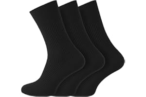 Socksmad® Men's Non Elastic 100% Cotton Soft Top Diabetic Friendly Socks Smooth Toe Seam 3 Pair UK 6-11
