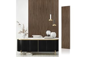 JSSZWYP AKK-STAVE Akustikpaneele Holz 240x60 cm (1er-Set 1,44 m²) - Akustik Paneele & Holzpaneele Wand für Schallschutz | 3D Paneele Wand als Wandverkleidung Innen,Schallabsorber für Wohnzimmer(Schwarznuss)