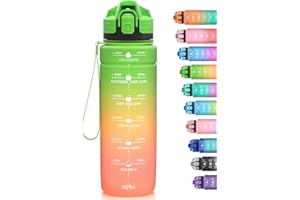 Niggeey Botella de Agua,1000ml/700ml/500ml Botella Agua Deporte, Botella Agua Motivacional, Botella Deportiva Tritan de Plástico Sin BPA & Prueba de Fugas, para Niños, Sport, Gimnasio, Bicicleta