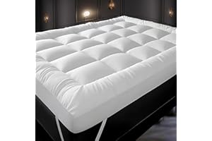 SS ART 10cm Mattress Topper,1000GSM Extra Thick, Topper for Back Pain Relief, Hotel Quality Quilted Comfort with Ball-Fiber Filling, Elastic Corner Straps Fit up to 40cm (White, Double)