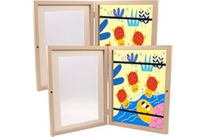 HOVIN Cadre Dessin Enfant A4,Cadre Dessin Enfant à Changer 2 Pièces,Cadre peut Stocker 100 Feuilles A4 Papier(Bois