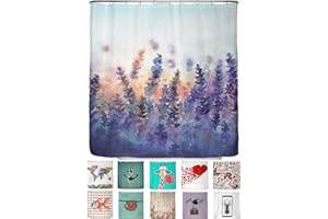 ‎ARTENEUR arteneur® - Lavendel - Anti-Schimmel Duschvorhang 180x200 - Recycelt mit Öko-Tex Standard 100 - Beschwerter Saum, Blickdicht, Wasserdicht, Waschbar, 12 Ringe & E-Book